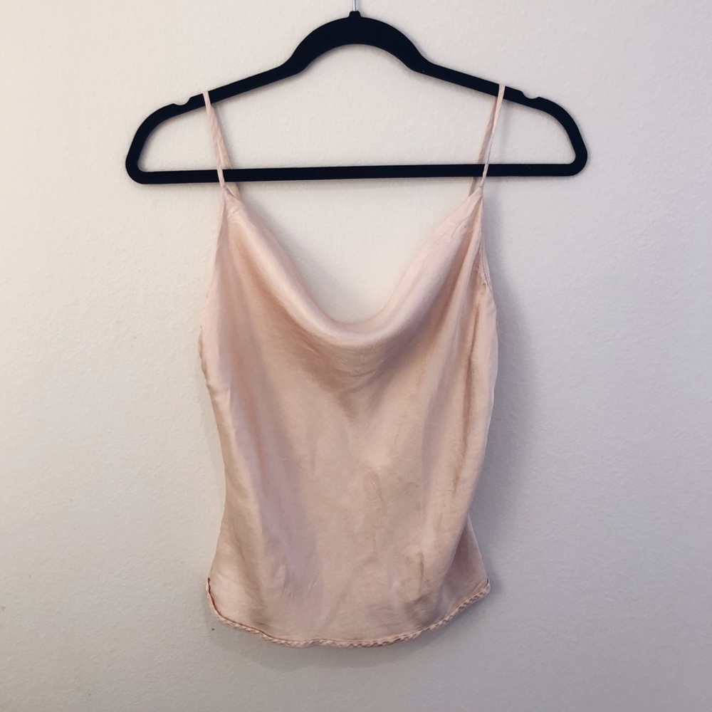 Light Pink Silk Cowl Neck Tank Top